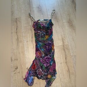 AREA Vibrant Floral Mini Dress